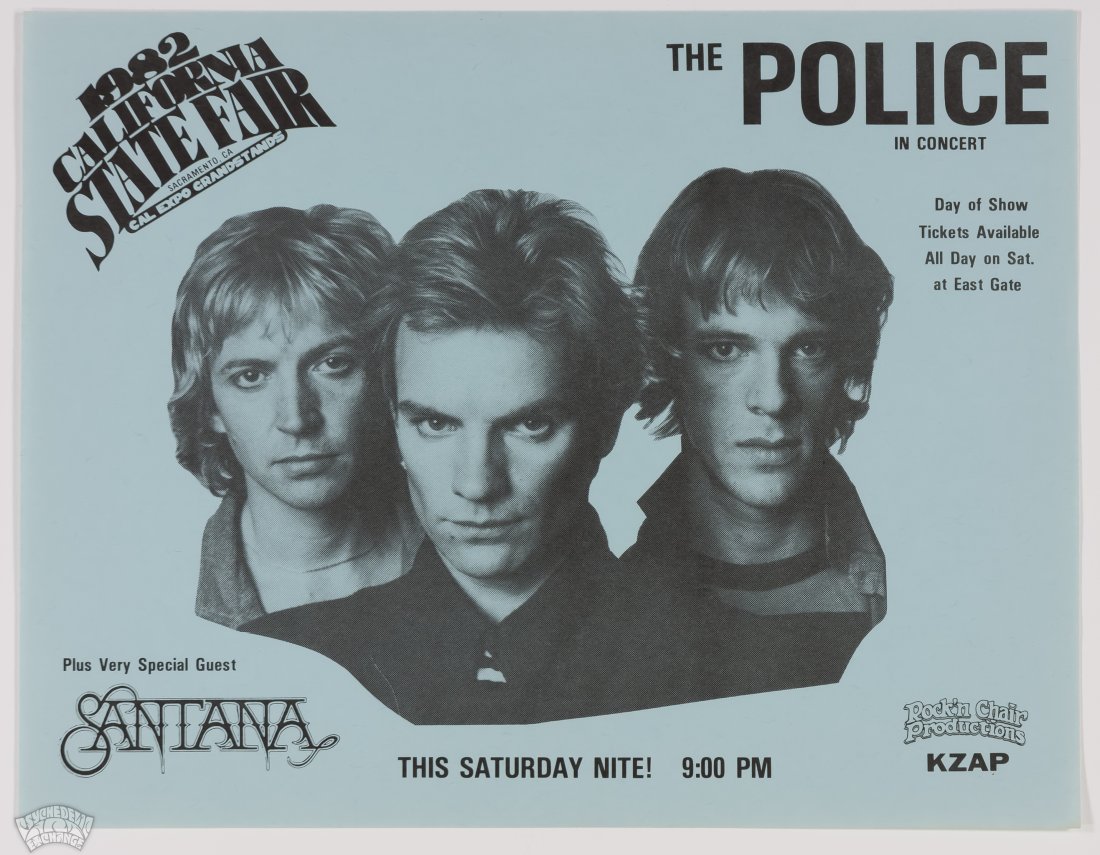 1982 The Police, Santana Cal Expo Grandstands Handbill (1 of 2)
