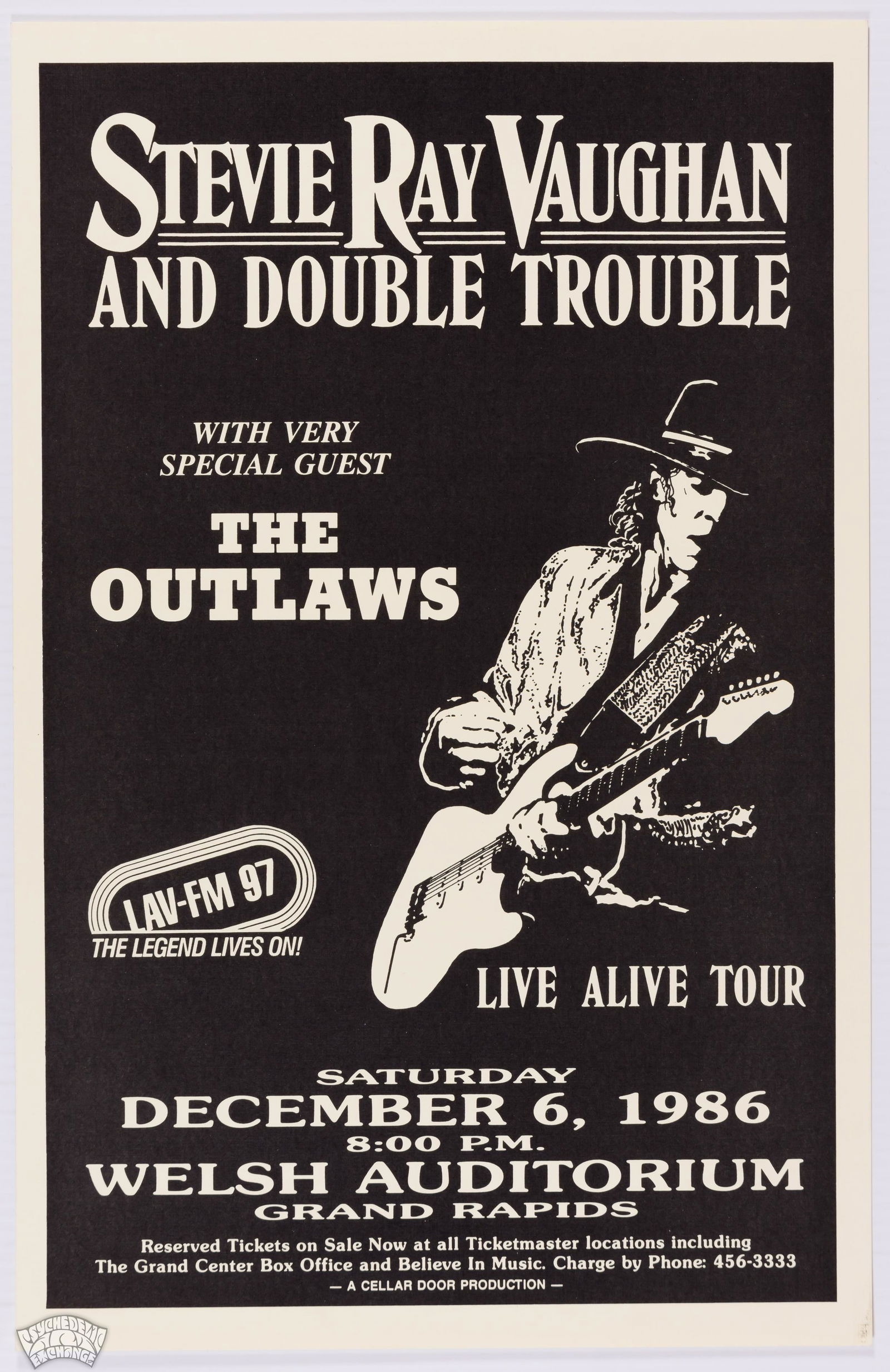 1986 Stevie Ray Vaughan Welsh Auditorium Poster (1 of 1)
