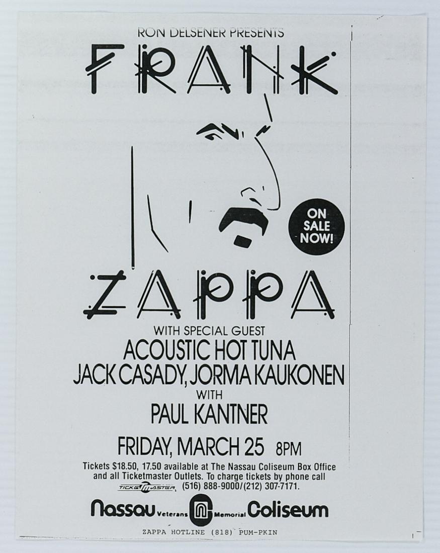 1988 Frank Zappa Hot Tuna Nassau Flyer (1 of 1)