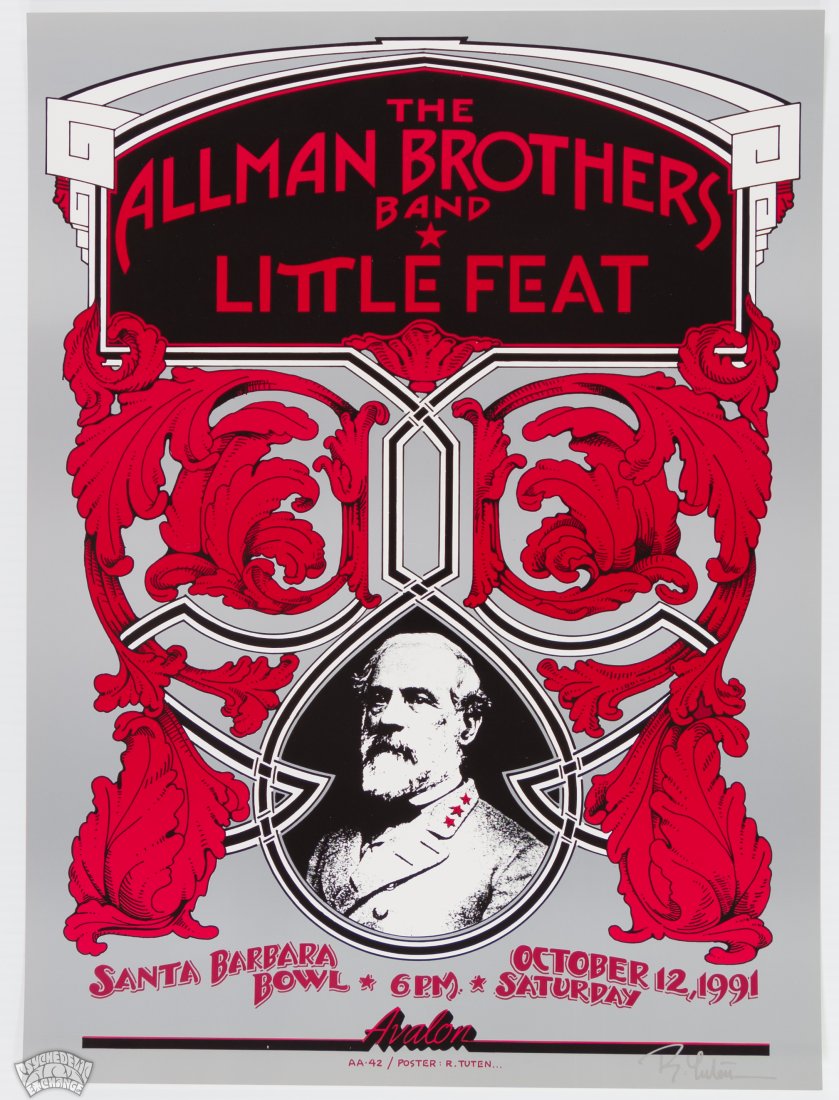 1991 Allman Brothers Santa Barbara Poster SIGNED Tuten (1 of 1)
