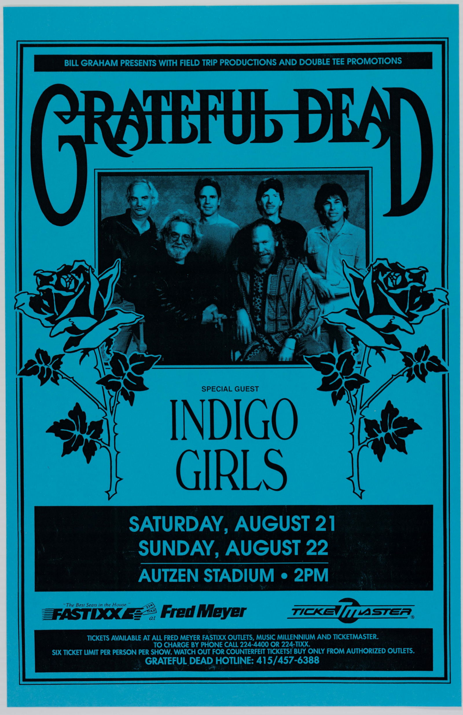 1993 Grateful Dead & Indigo Girls Autzen Stadium Poster (1 of 1)