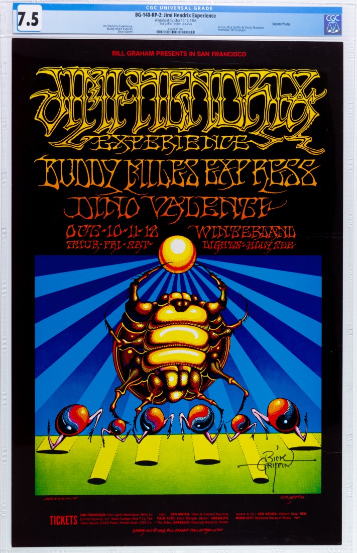 1968 BG-140 Jimi Hendrix Winterland RP Poster CGC 7.5 (1 of 1)