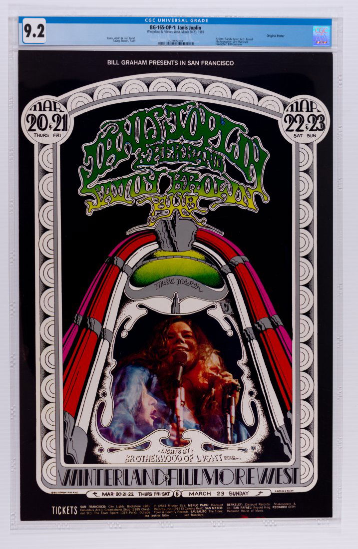 1969 BG-165 Janis Joplin Winterland Poster CGC 9.2 (1 of 1)