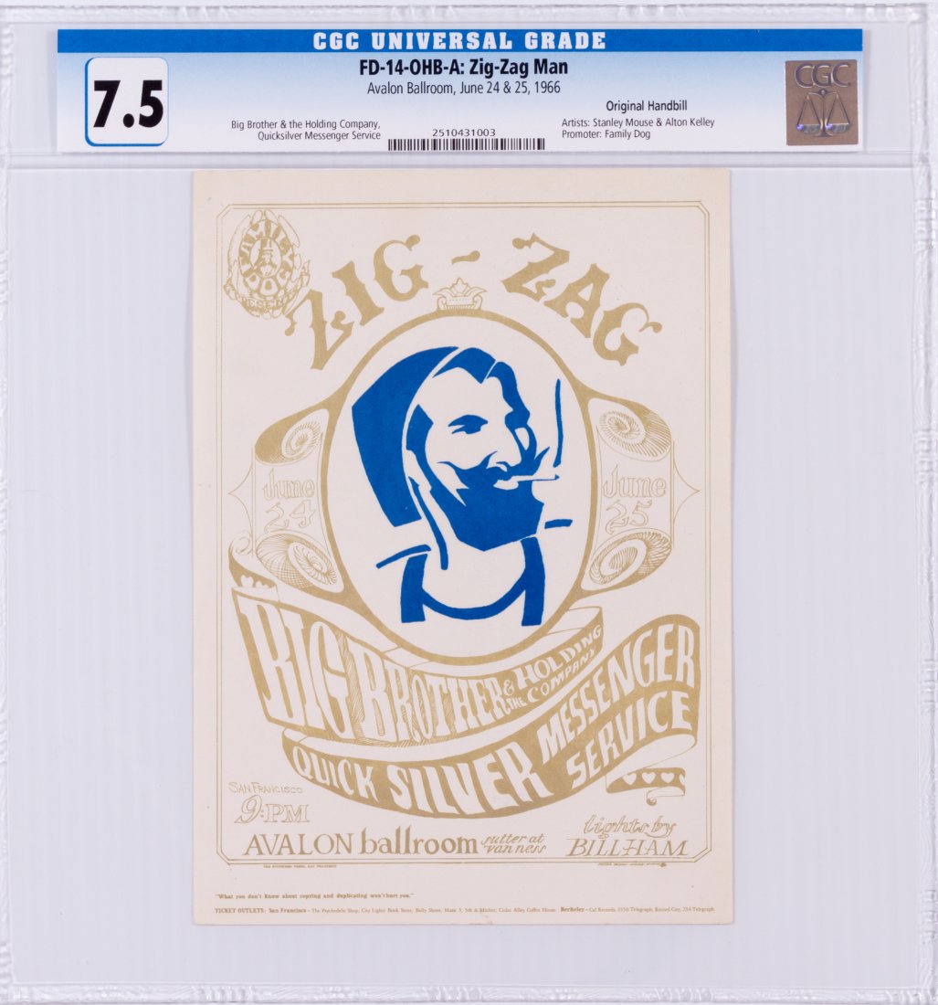 1966 FD-14  Big Brother Avalon Handbill CGC 7.5 (1 of 1)