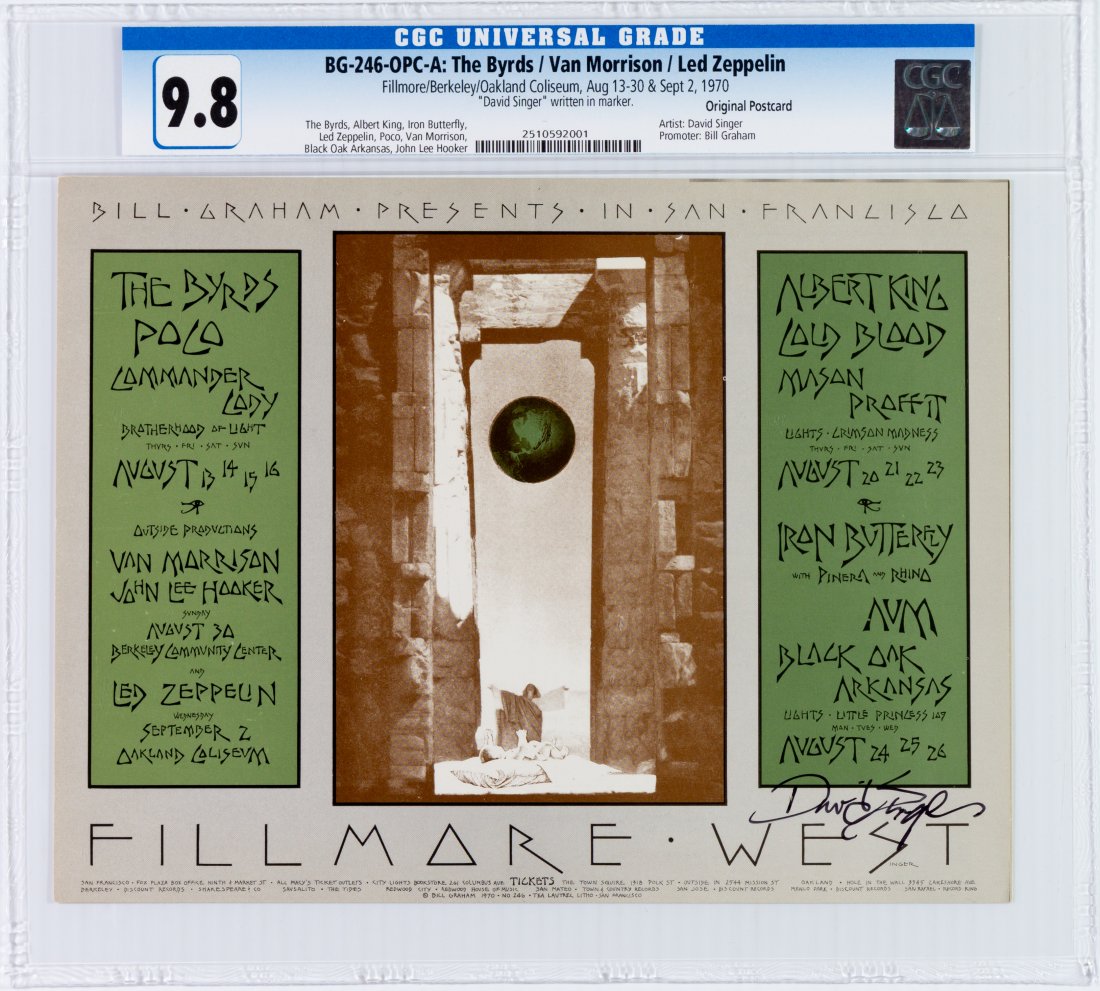 1970 BG-246 Led Zeppelin Fillmore Postcard CGC 9.8 (1 of 2)