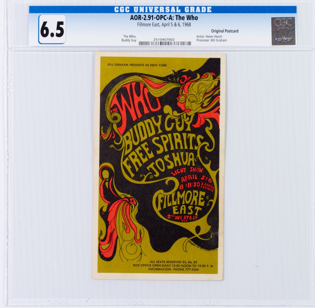 1968 AOR-2.91 The Who Fillmore East Postcard CGC 6.5 (1 of 2)