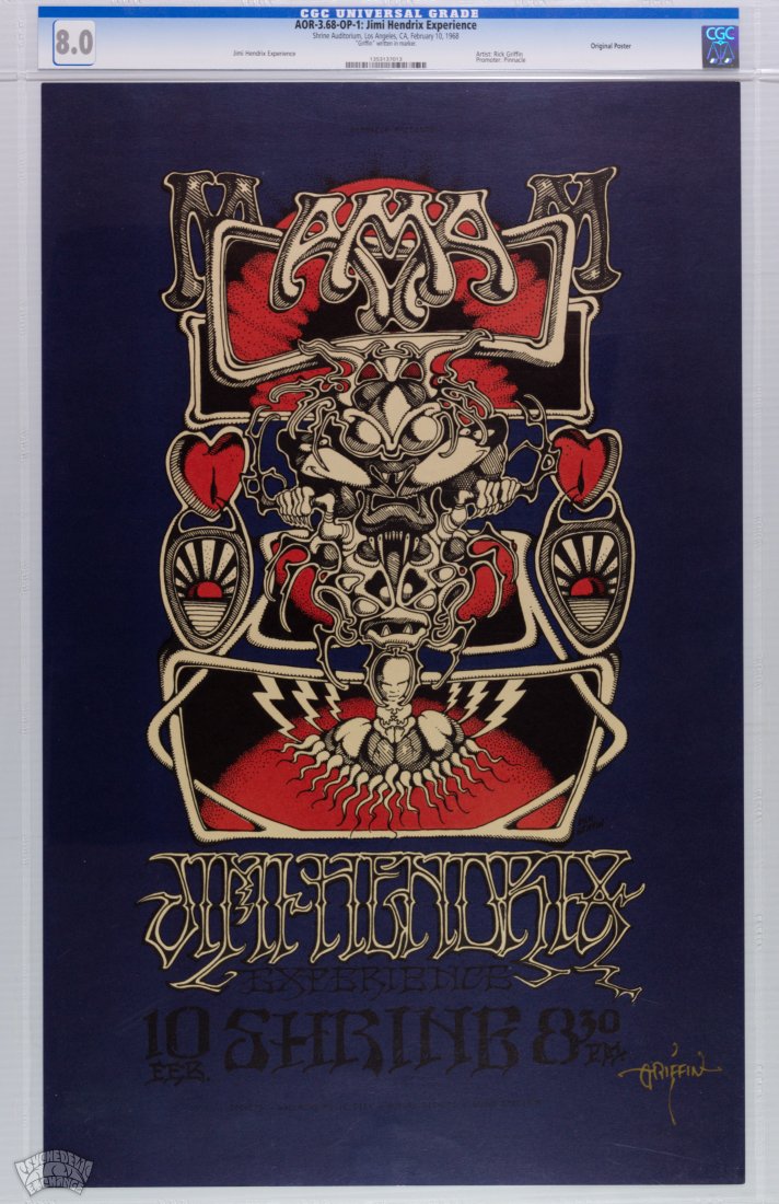 AOR-3.68 Hendrix Shrine Poster CGC 8 SIGNED Griffin (1 of 2)