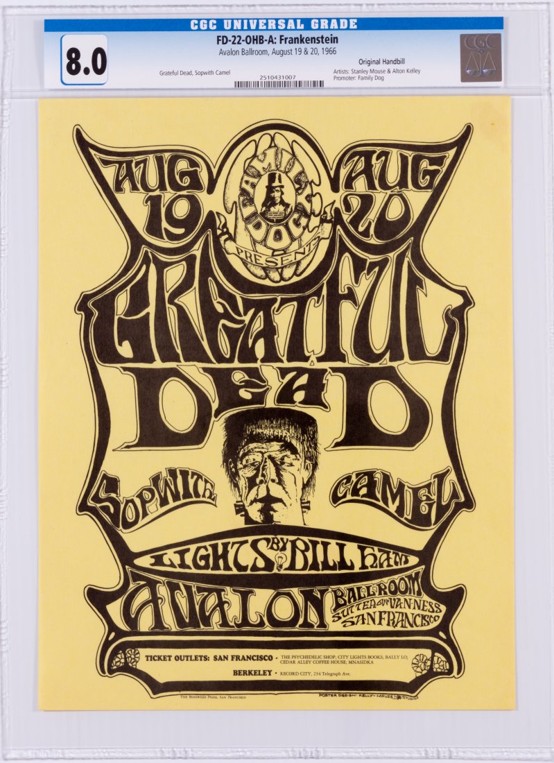 1966 FD-22 Grateful Dead Avalon Handbill CGC 8 (1 of 2)