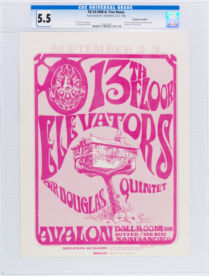 1966 FD-24 13Th Floor Elevators Avalon Handbill CGC 5.5 (1 of 2)