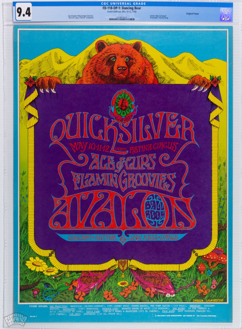 1968 FD-118 Quicksilver Avalon Poster CGC 9.4 (1 of 1)