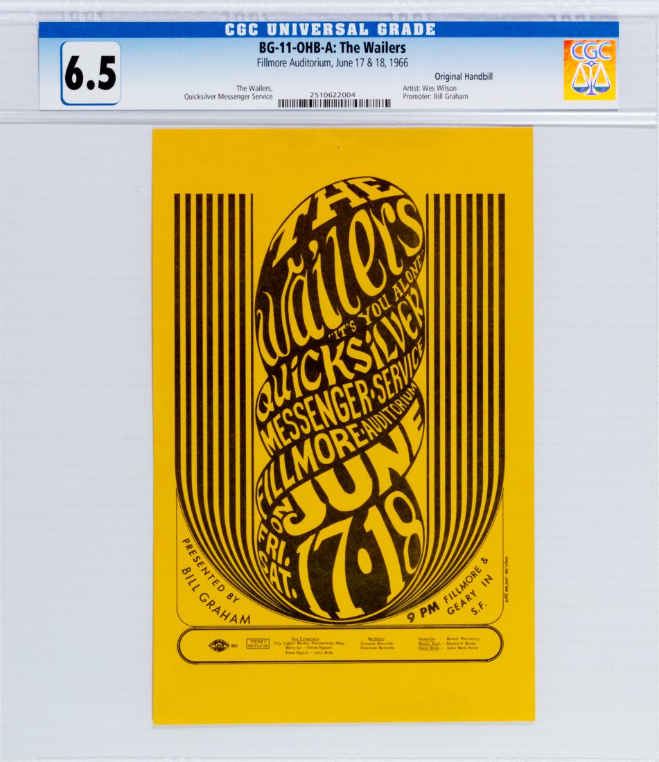 1966 BG-11 The Wailers Fillmore Handbill CGC 6.5 (1 of 2)