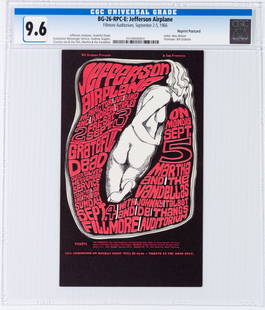 1966 BG-26 Grateful Dead Fillmore RP Postcard CGC 9.6: This postcard reprint offers the same great art as the original poster for just a fraction of the cost! --CRITICAL DETAILS-- --TITLE: Bg-26 --GRADE: 9.6 --PERFORMERS: <