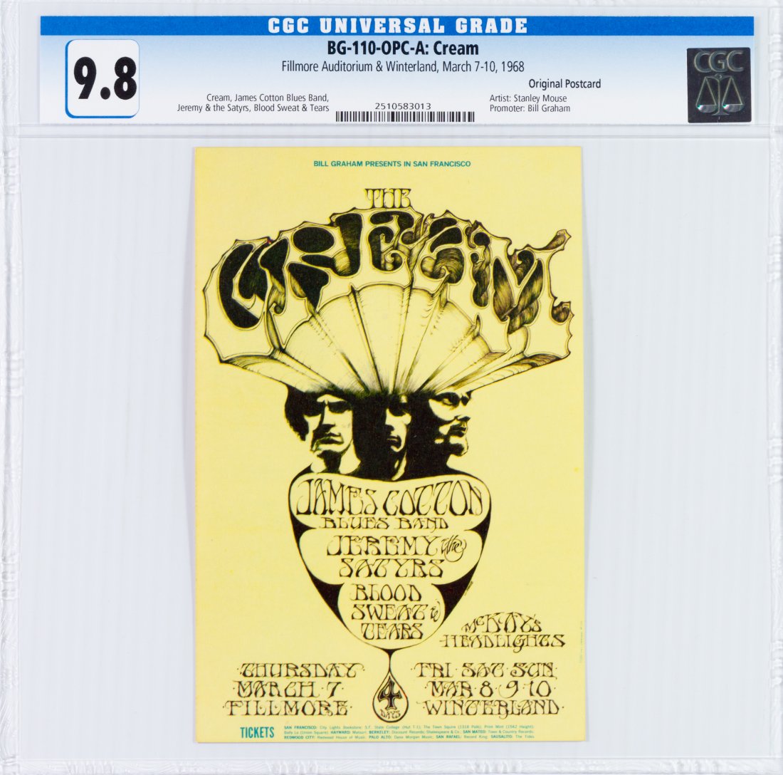 1968 BG-110 Cream Winterland  Postcard CGC 9.8 (1 of 2)