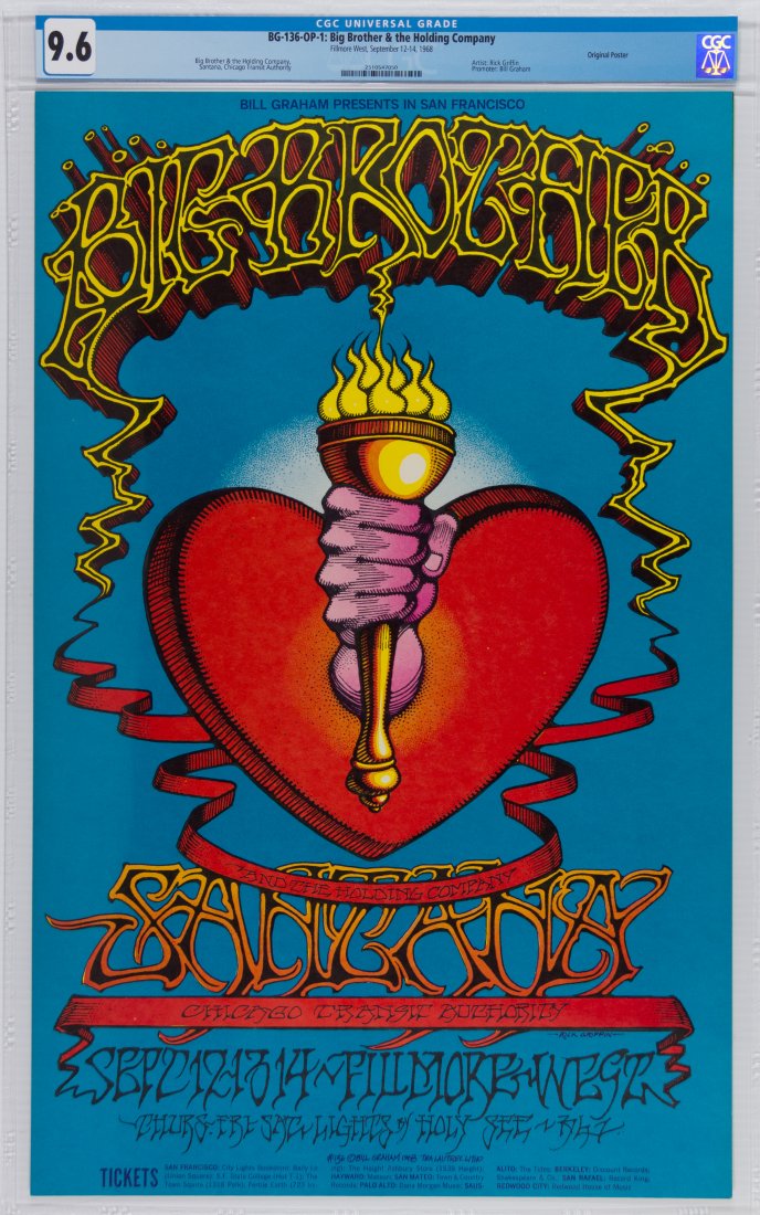 1968 BG-136 Big Brother Fillmore West Poster CGC 9.6 (1 of 2)