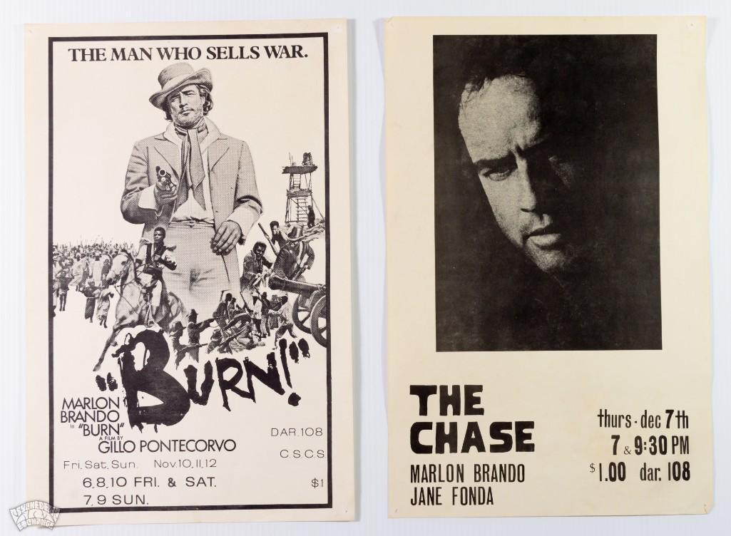 Collection of 2 Marlon Brando posters: --CRITICAL DETAILS-- --TITLE: Collection Of 2 Marlon Brando Posters --GRADE: EXTRA FINE --PERFORMERS: Marlon Brando --VENUE: Dar 108 C.S.C.S<