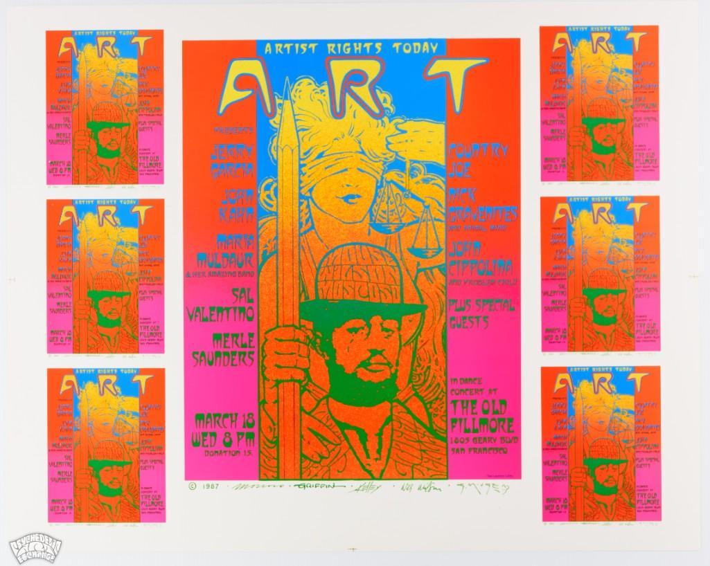 1987 Jerry Garcia Artist Rights Today Uncut Poster (1 of 1)