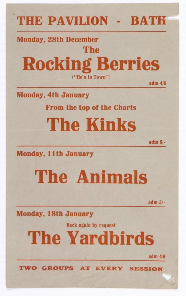 1965 Yardbirds Kinks Bath Pavilion Handbill (1 of 2)