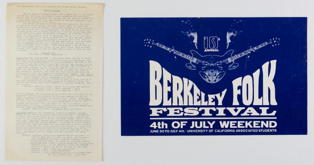 1966 Berkeley Folk Festival Flyer and Press Release (1 of 2)