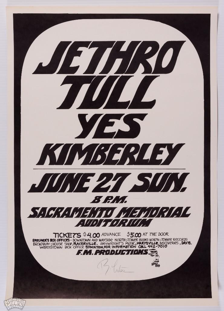 1971 Jethro Tull Sacramento Memorial Aud Signed Poster (1 of 1)