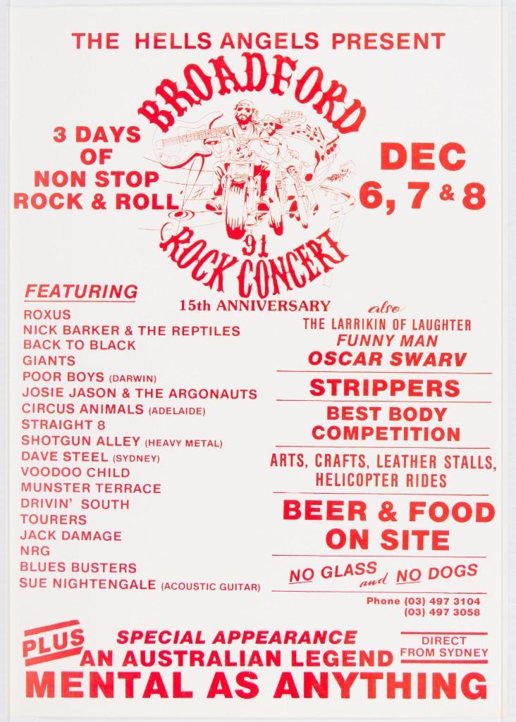 1991 Hells Angels Broadford Rock Fest Poster (1 of 1)