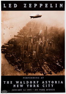 1995 Led Zeppelin Waldorf Astoria LE Poster: This numbered 2703/9500 Limited Edition poster was produced to announce the Rock & Roll induction concert featuring Led Zeppelin in 1995. Zeppelin performed a five-song set with special guests