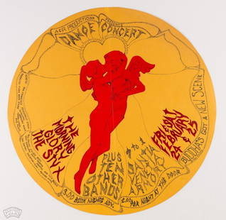 1967 Morning Glory The Styx Santa Venetia Armory Poster: This rare round poster from February 1967 advertises Morning Glory and The Styx along with "ten other bands" at the Santa Venetia Armory. This is the FIRST time we are offering this