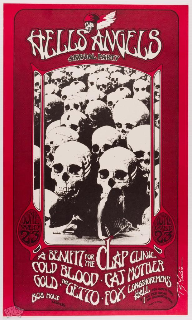 1971 AOR 4.13 OP-1 Hells Angels Party Signed Poster (1 of 2)