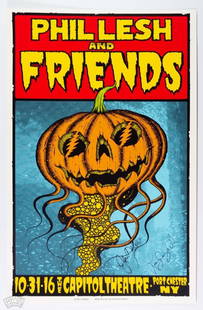 2016 Phil Lesh Halloween Capitol Theater Signed Poster: This poster is SIGNED by band members Larry Campbell and John Molo! Presenting this seasonally appropriate poster was designed by artist Alan Forbes for a performance by Phil Lesh and Friends that