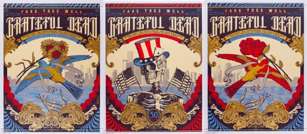 2015 Grateful Dead Chicago Triptych Signed LE Posters (1 of 4)