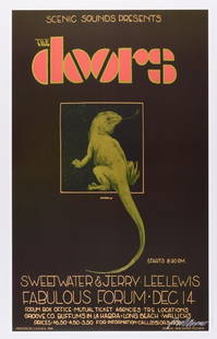 2008 The Doors Forum Commemorative Signed Poster: This poster is signed by the artist, Bob Masse! Presenting this commemorative printing of a 1968 Doors poster! Bob Masse designed the original “Celebration of the Lizard” piece for the