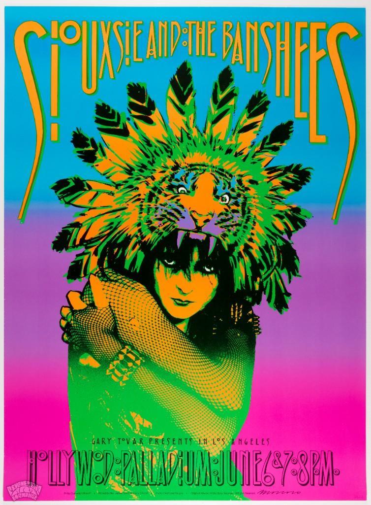 1986 Siouxsie And The Banshees Moscoso Poster: One of the most popular new wave / punk / hard rock bands to hit the scene in the late 1970's was Siouxsie and the Banshees. This is a beautiful, original poster produced for Siouxsie And The Bans
