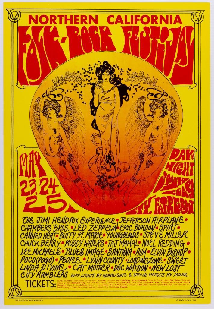 1969 Northern California Folk Rock Festival Poster (1 of 1)