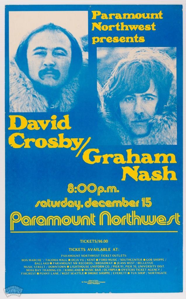 1973 David Crosby Graham Nash PNW Cardboard Poster (1 of 2)