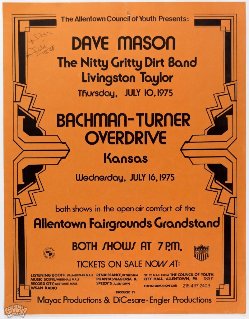1975 Dave Mason Allentown Fairgrounds Signed Poster (1 of 1)