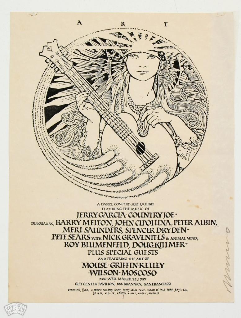1989 Jerry Garcia Artist Rights Today Signed Handbill (1 of 2)