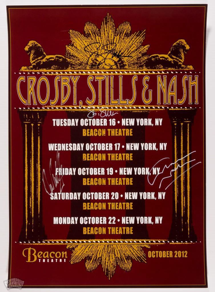 2012 Crosby Stills & Nash New York Band Signed Poster (1 of 2)