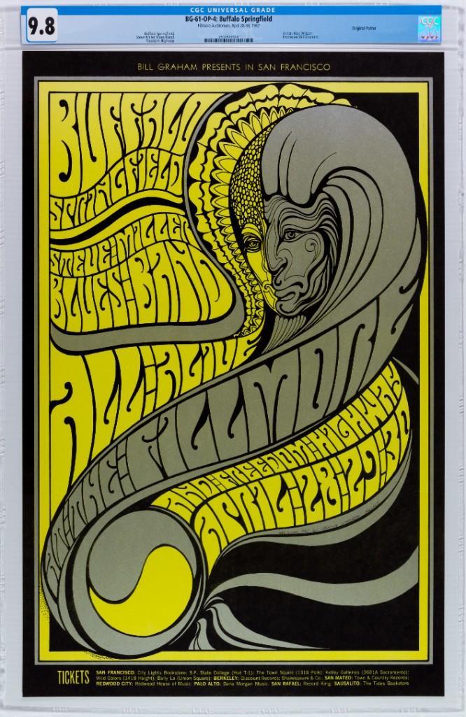 1967 BG-61 Buffalo Springfield Fillmore OP-3 Poster 9.8 (1 of 1)