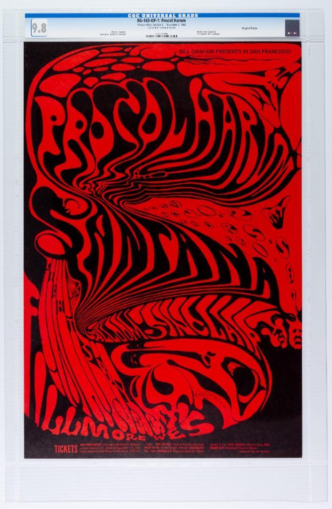1968 BG-143 Santana Fillmore Signed  OP-1 Poster 9.8 (1 of 2)