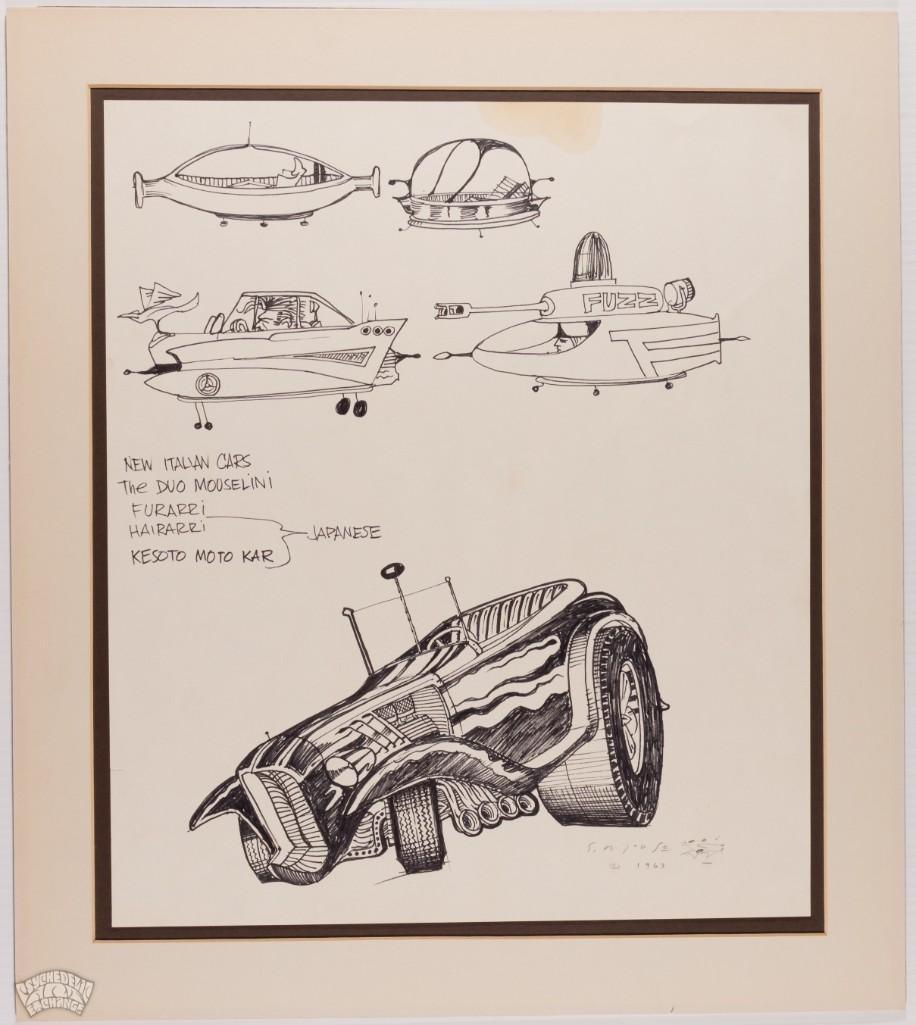 1963 Stanley Mouse Hot Rod Original Art SIGNED Matted (1 of 1)
