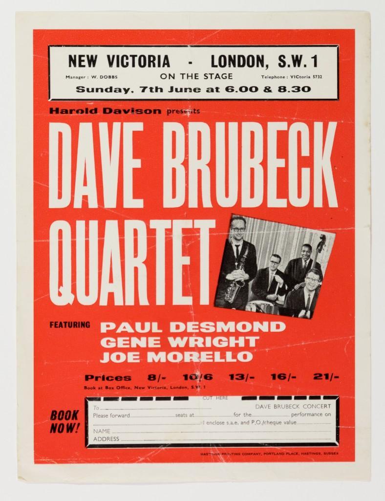 1964 Dave Brubeck Quartet New Victoria Handbill (1 of 1)