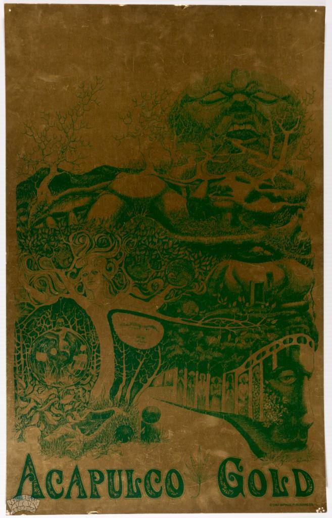 1967 Acapulco Gold Headshop Gold Foil Original Poster (1 of 1)