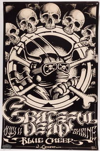 1968 Grateful Dead Shrine Rick Griffin Poster: Rick Griffin created this poster in 1972 several years after the original performance in 1968. This is the first printing, but not a pre-concert advertising poster. --CRITICAL DETAILS-- --TITLE: G