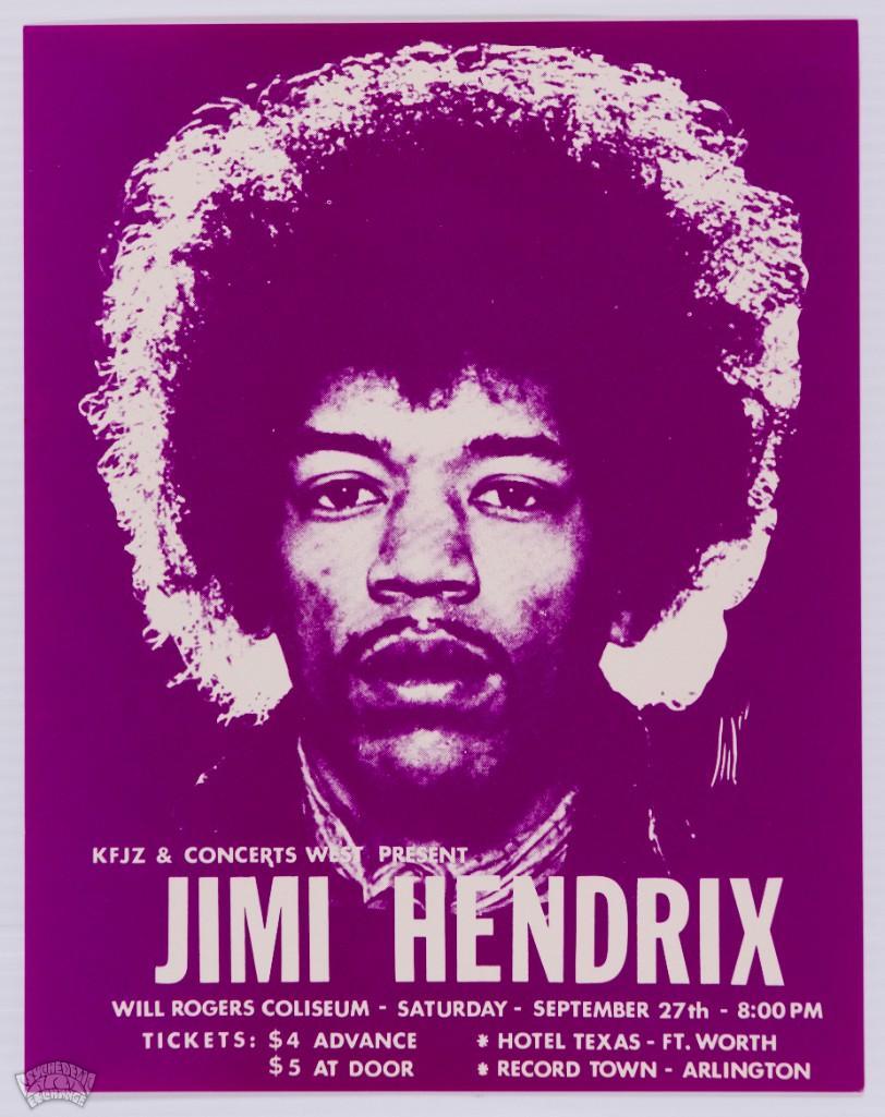 1969 Jimi Hendrix Will Rogers Original Handbill (1 of 1)