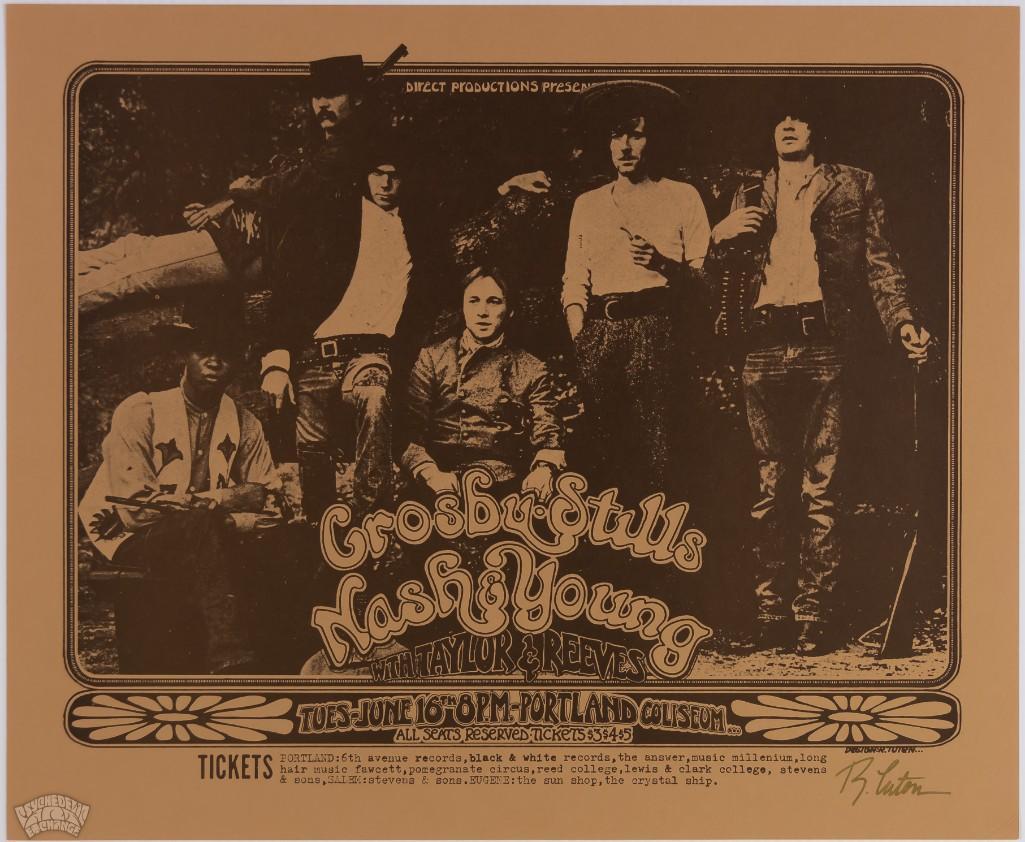 1970 CSNY Portland Coliseum Signed Original Poster (1 of 1)