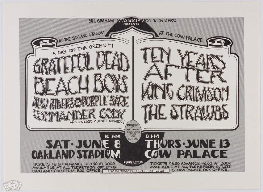 1974 Grateful Dead Beach Boys Oakland Stadium Poster (1 of 1)