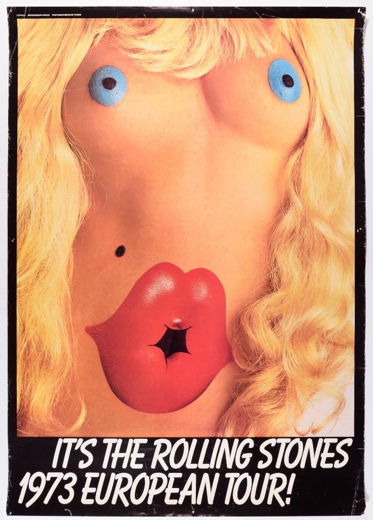 1973 Rolling Stones European Tour Souvenir Poster: This hilarious and popular souvenir poster was produced for The Rolling Stones 1973 European Tour. It was designed by artists John Pashe and David Thorpe. --CRITICAL DETAILS-- --TITLE: Rolling Ston