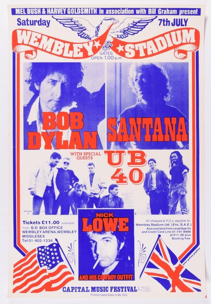1984 Bob Dylan Santana Wembley Cap Music Fest Poster (1 of 1)