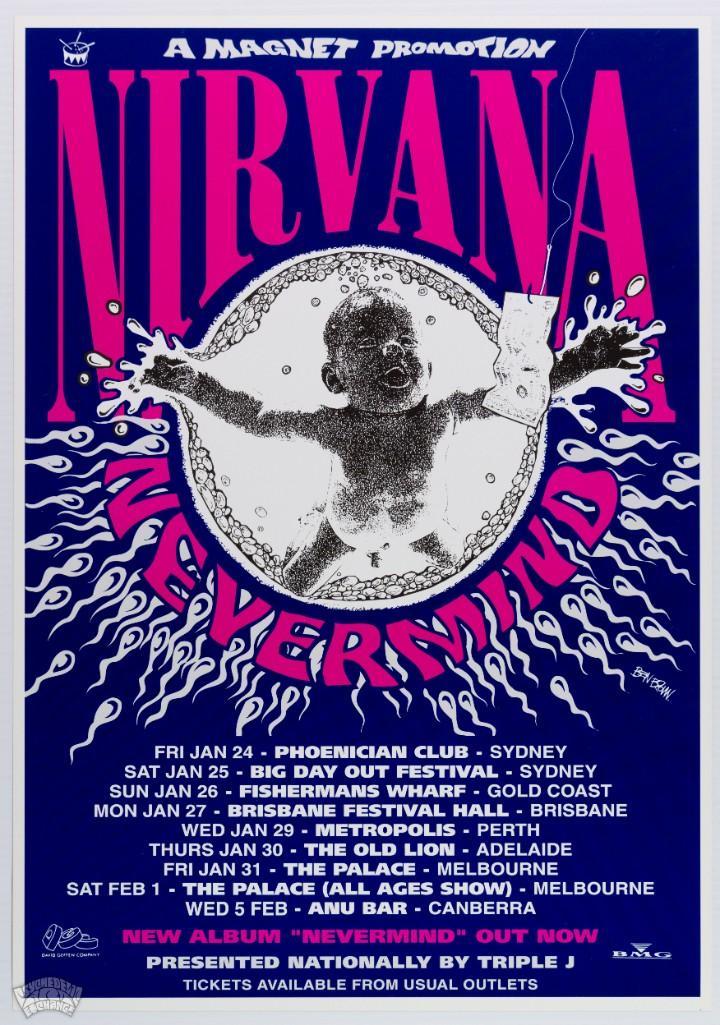 1992 Nirvana Australia Tour Second Printing Poster (1 of 1)