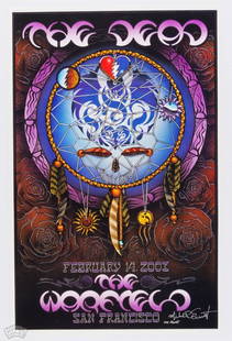 2003 The Dead The Warfield Signed Original Poster: This poster is signed by the artist, Michael Everett! The Dead, previously known as The Other Ones, was a band comprised of Grateful Dead members Bob Weir, Phil Lesh, Mickey Hart, and Bill Kreutzmann