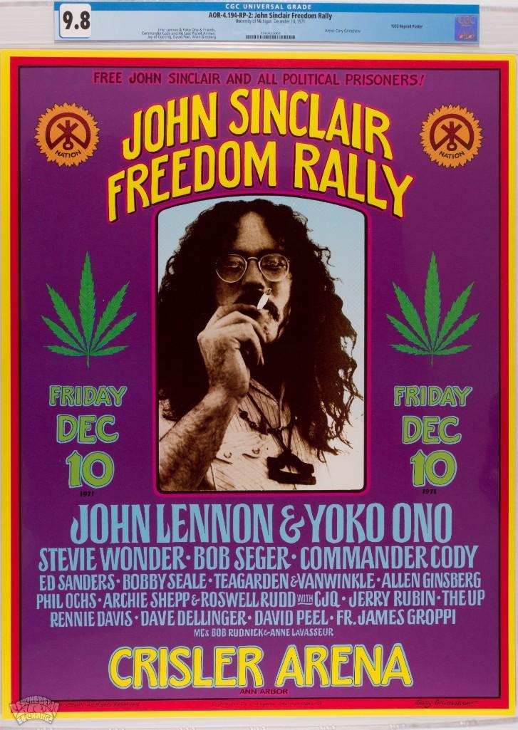 1971 AOR-4.194 John Lennon Crisler Arena RP2 Poster 9.8 (1 of 1)